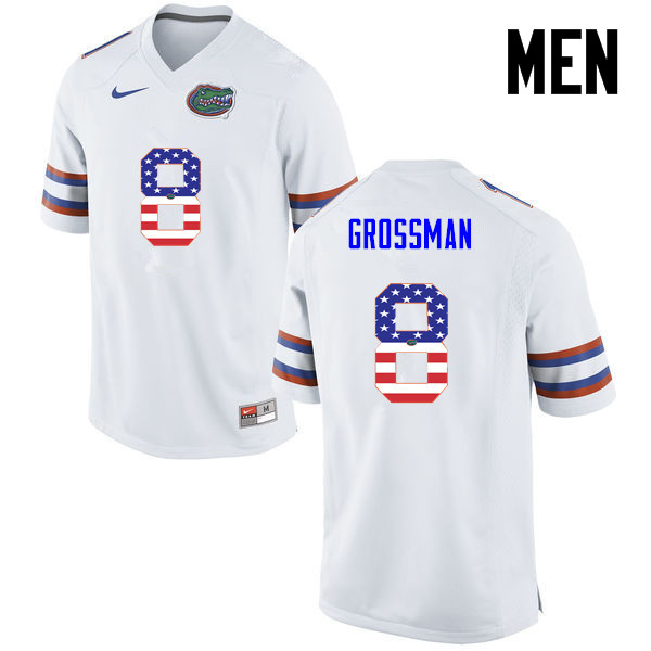 Men Florida Gators #8 Rex Grossman College Football USA Flag Fashion Jerseys-White - Click Image to Close